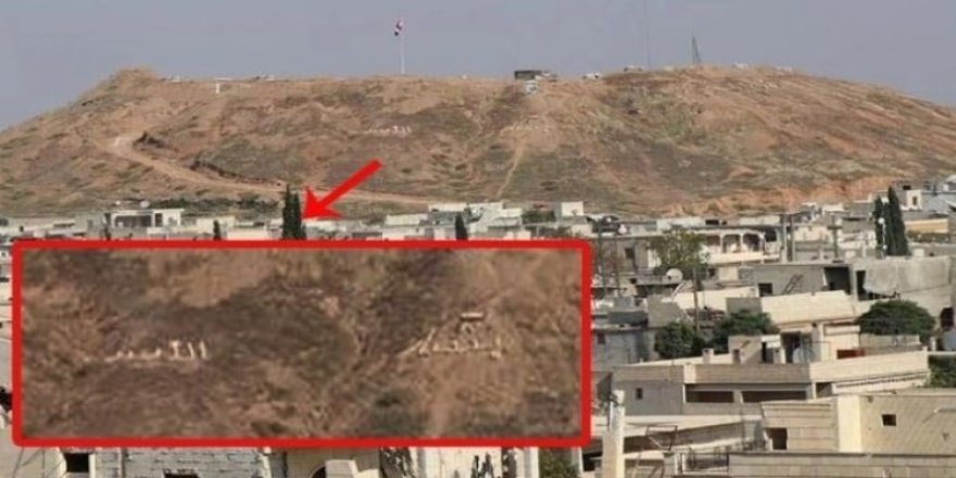 PKK, Tel Rifat’ta Beşar Esad'ın ismini tepeye yazdı ve Suriye Bayrağını dalgalandırdı