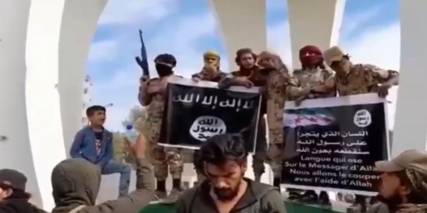 Serêkaniyê’de silahlı gruplardan IŞİD bayrağı ile gösteri