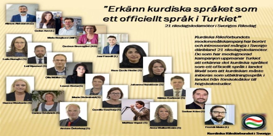 İsveçli 21 vekilden Türkiye'de Kürtçe’nin resmi ve eğitim dili olması için kampanya!   