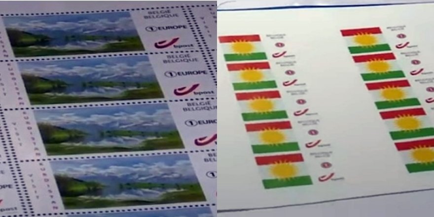 Kürdistan bayrağı ve doğası Belçika pullarında