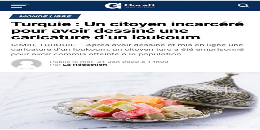Fransız mizah sitesinden Türkiye haberi: Bir vatandaş lokum karikatürü çizdiği için hapse atıldı