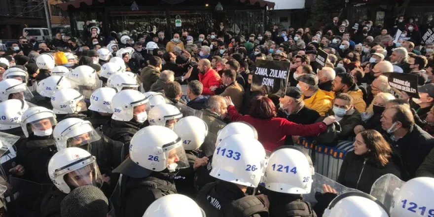 Eskişehir'de zam protestosuna polis engeli