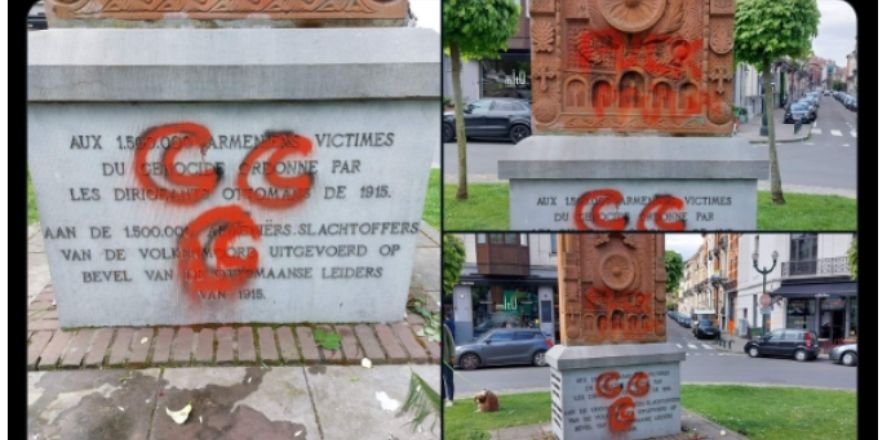 Belçika'da Ermeni soykırımı anıtına ülkücülerden saldırı