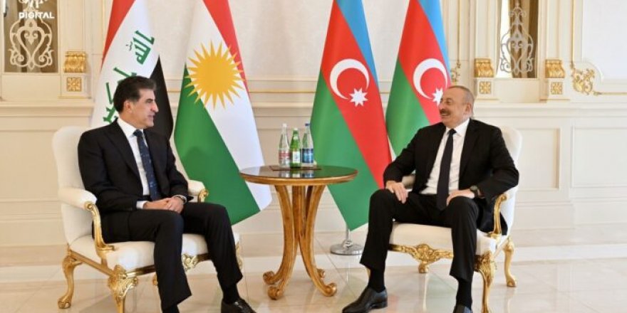 Aliyev-Barzani Bakü’de buluştu: Kürdistan Bölgesel Yönetimi bayraklı protokol