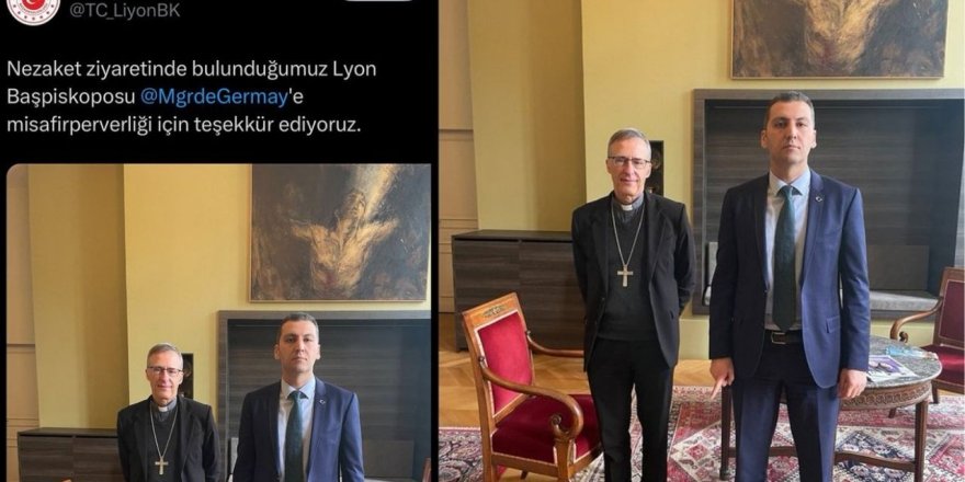 Başkonsolos, 'nezaket ziyareti'nde 'tekbir' işaretiyle poz verdi: Tepki gelince fotoğraf silindi