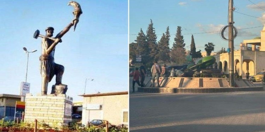 Afrin'deki Demirci Kawa heykeli kaldırdı