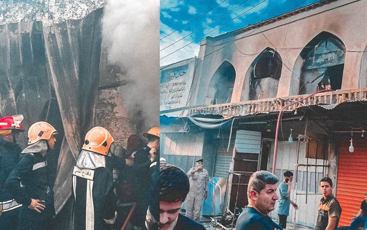 KERKÜK- Tarihi çarşıda şüpheli yangın: Çok sayıda dükkan yandı!