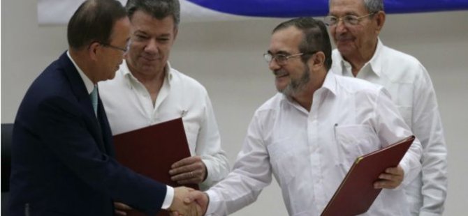 Kolombiya'da FARC ile tarihi ateşkes anlaşması, Örgütün tüm silahlarını BM gözlemcileri teslim alacak