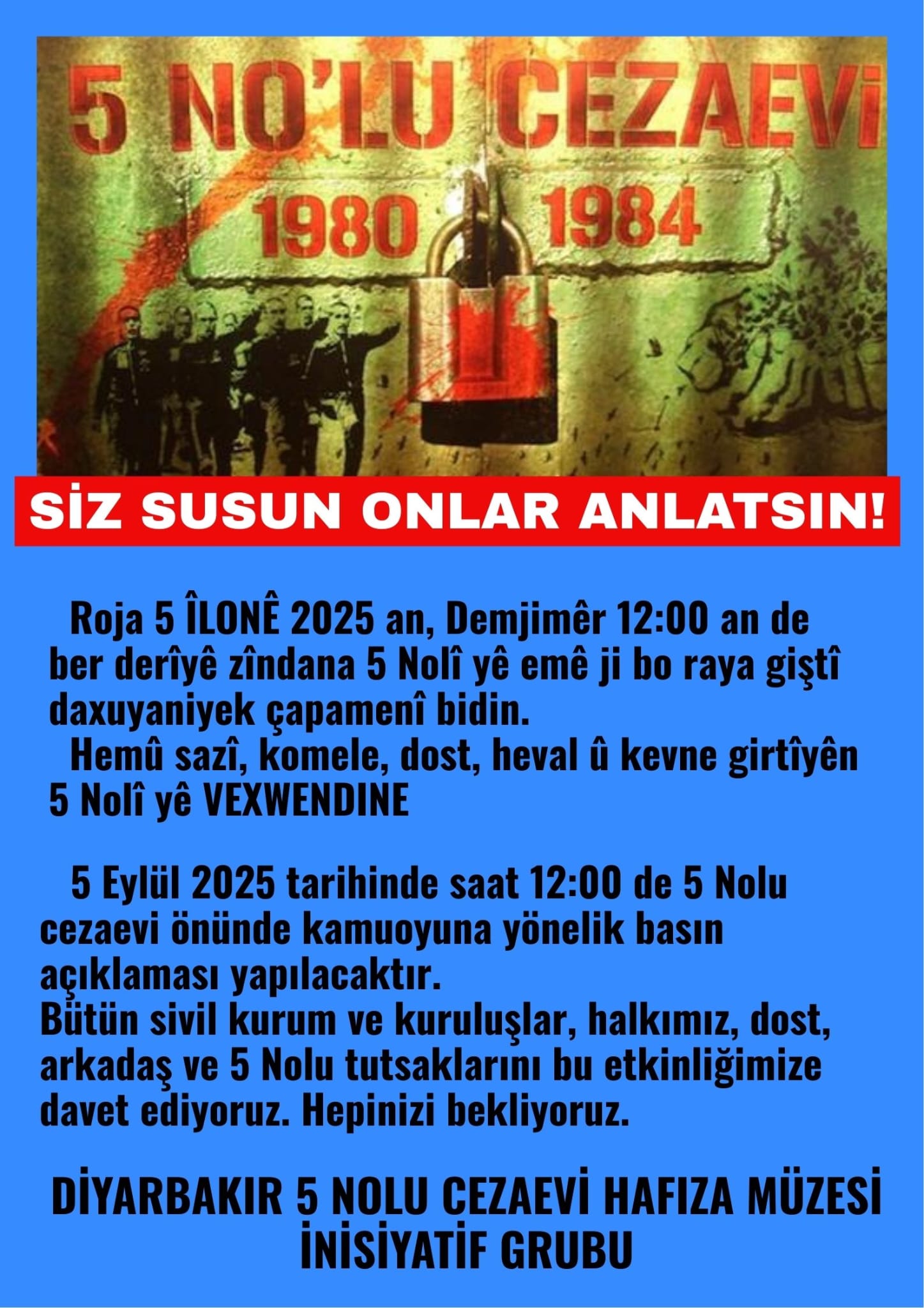 Diyarbakır 5 NO'lu Cezaevi Hafıza Müzesi İnisiyatif  Grubu'ndan basın açıklaması