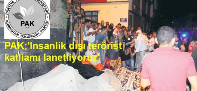PAK: Gaziantep’teki insanlık dışı terörist katliamı lanetliyoruz