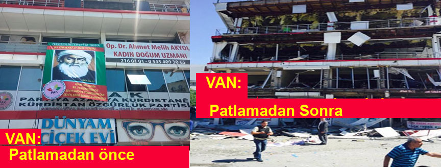 Van'daki patlamada PAK İl teşkilatı binası büyük hasar gördü