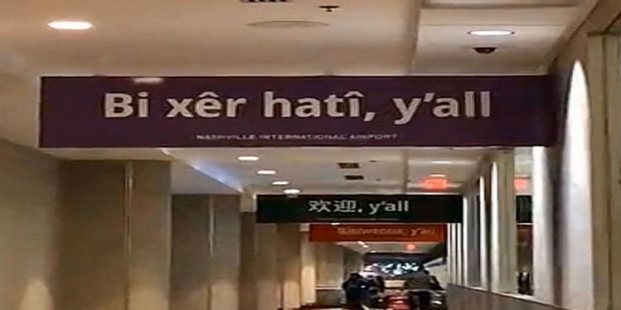 ABD'de uluslararası havaalanına Kürtçe "Bi xêr hatî" tabelası