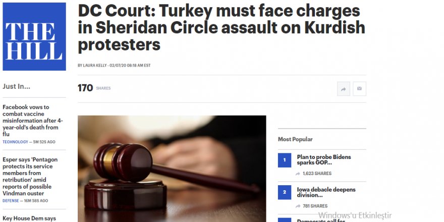 The Hill- ABD mahkemesinden Türkiye'ye ret: Kürt protestoculara yaptıklarının hesabını vermeli