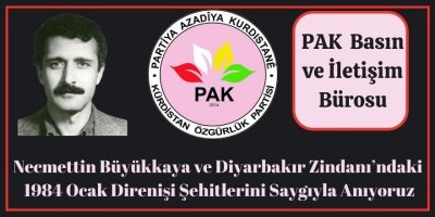 PAK: Necmettin Büyükkaya ve Diyarbakır Zindanı’ndaki 1984 Ocak Direnişi Şehitlerini Saygıyla Anıyoruz