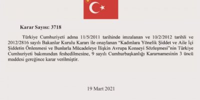 İstanbul Sözleşmesi kararı Resmi Gazete'de!