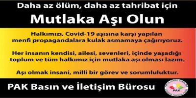 PAK: Daha az ölüm, daha az tahribat için mutlaka aşı olun