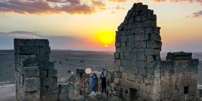 Zerzevan Kalesi'nde gün batımı görsel şöleni