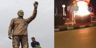İran'da Kasım Süleymani’nin heykeli ateşe verildi