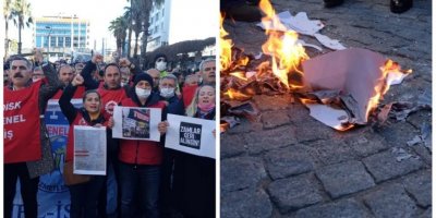 İşçi ve memurlar zamlara karşı faturaları yaktı