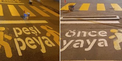 Cizre'de yollara Kürtçe trafik yazıları